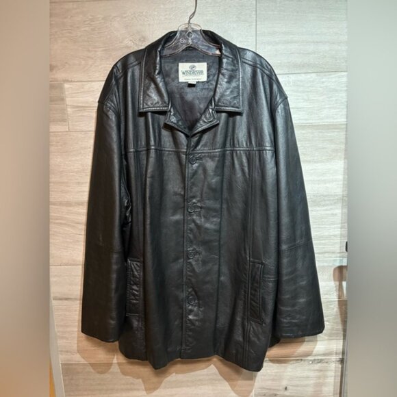 Black Leather button down oversized Shacket coat men’sXXL - Hailey Bieber inspo - Picture 6 of 10